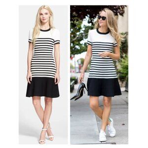 KATE SPADE striped drop waist Scuba dress 2XS
